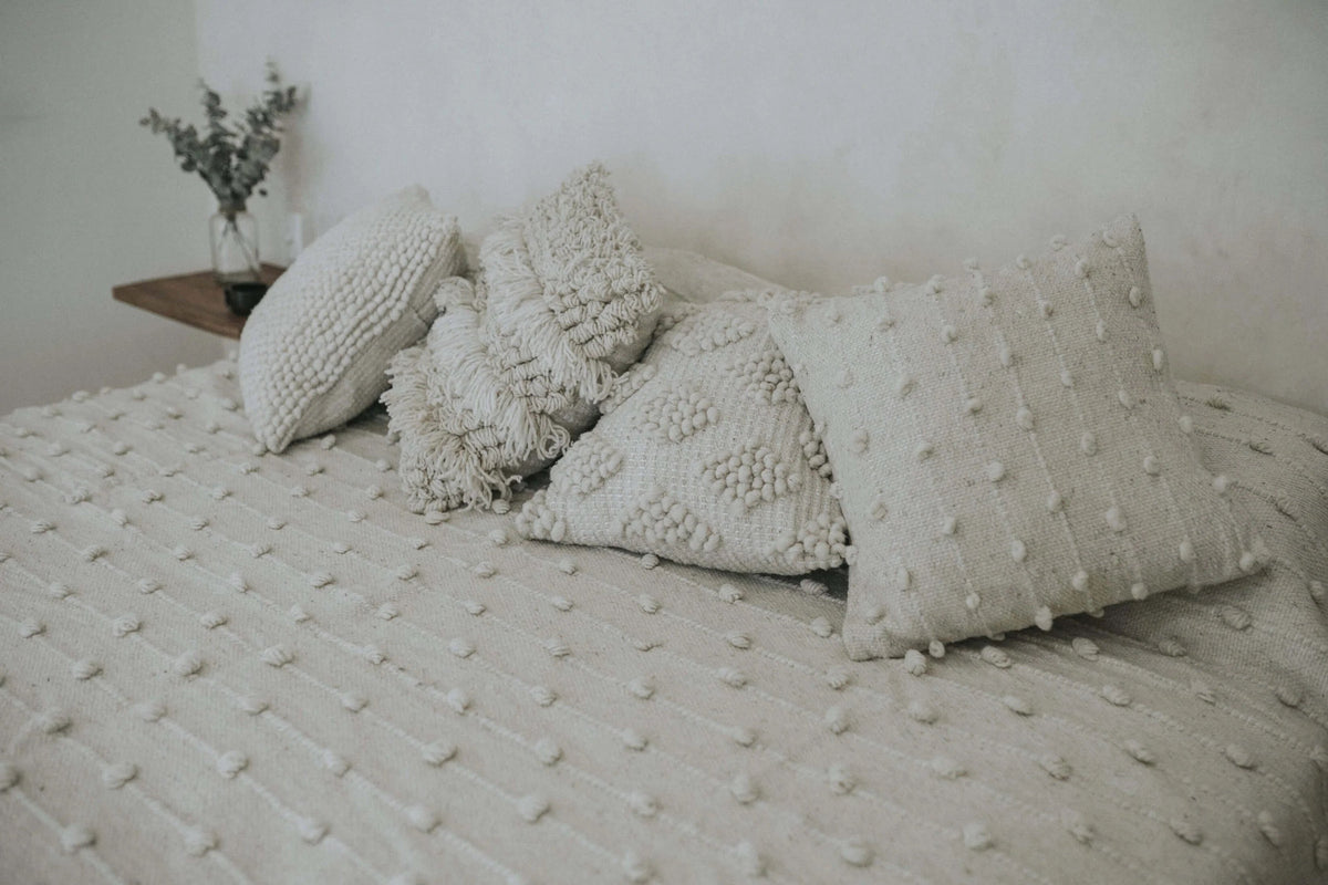 Diamond Weave Wool Throw Pillow, 19.5" x 19.5"