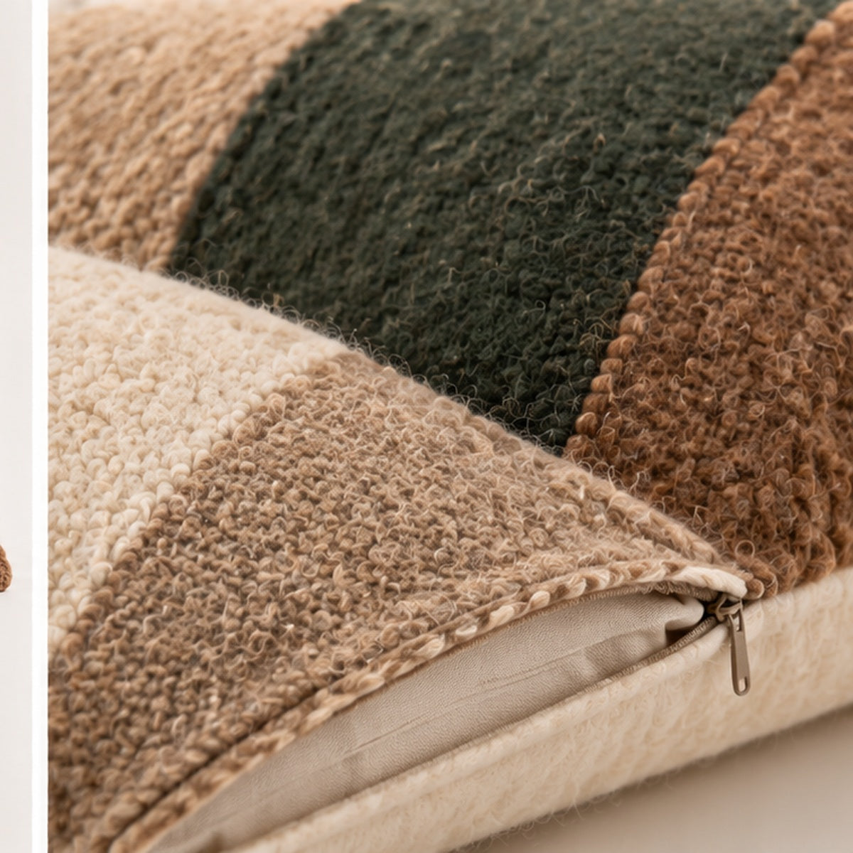 Wool Colourblock Lumbar Pillow, 23" × 11"