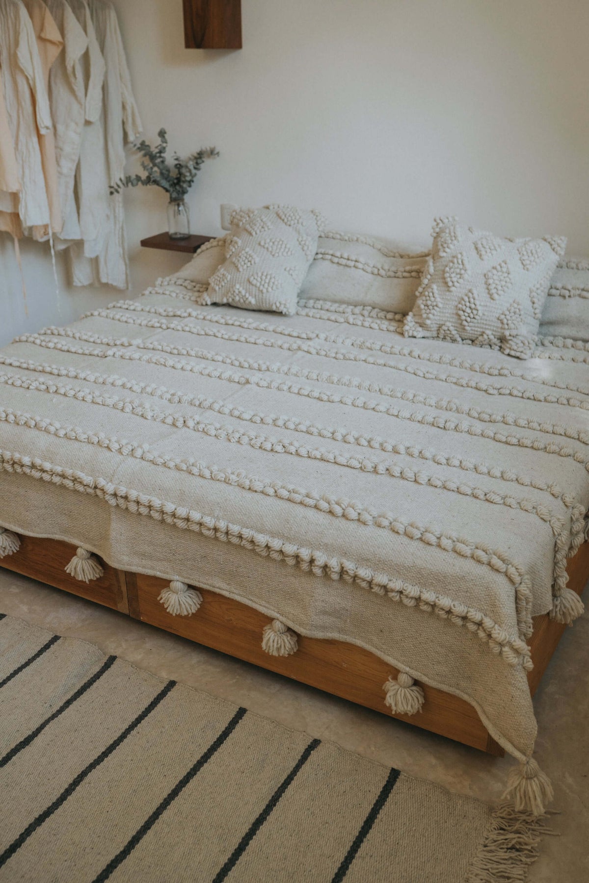 Pom Pom Stripe Wool Quilt