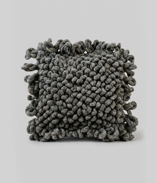 Chunky Loop Wool Throw Pillow, Charcoal 25" x 25"