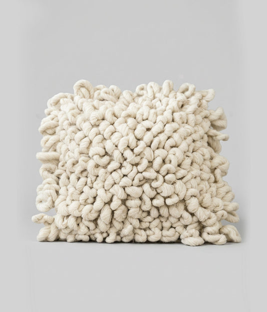 Chunky Loop Wool Throw Pillow, Natural 25" x 25"