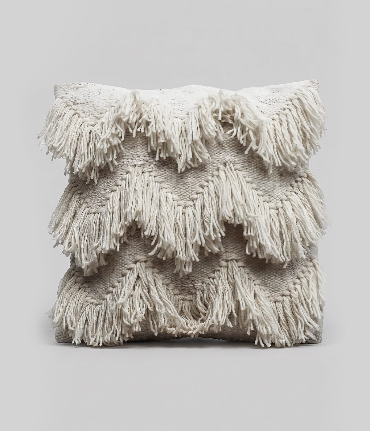 Fringe Wool Throw Pillow, 20" x 20"