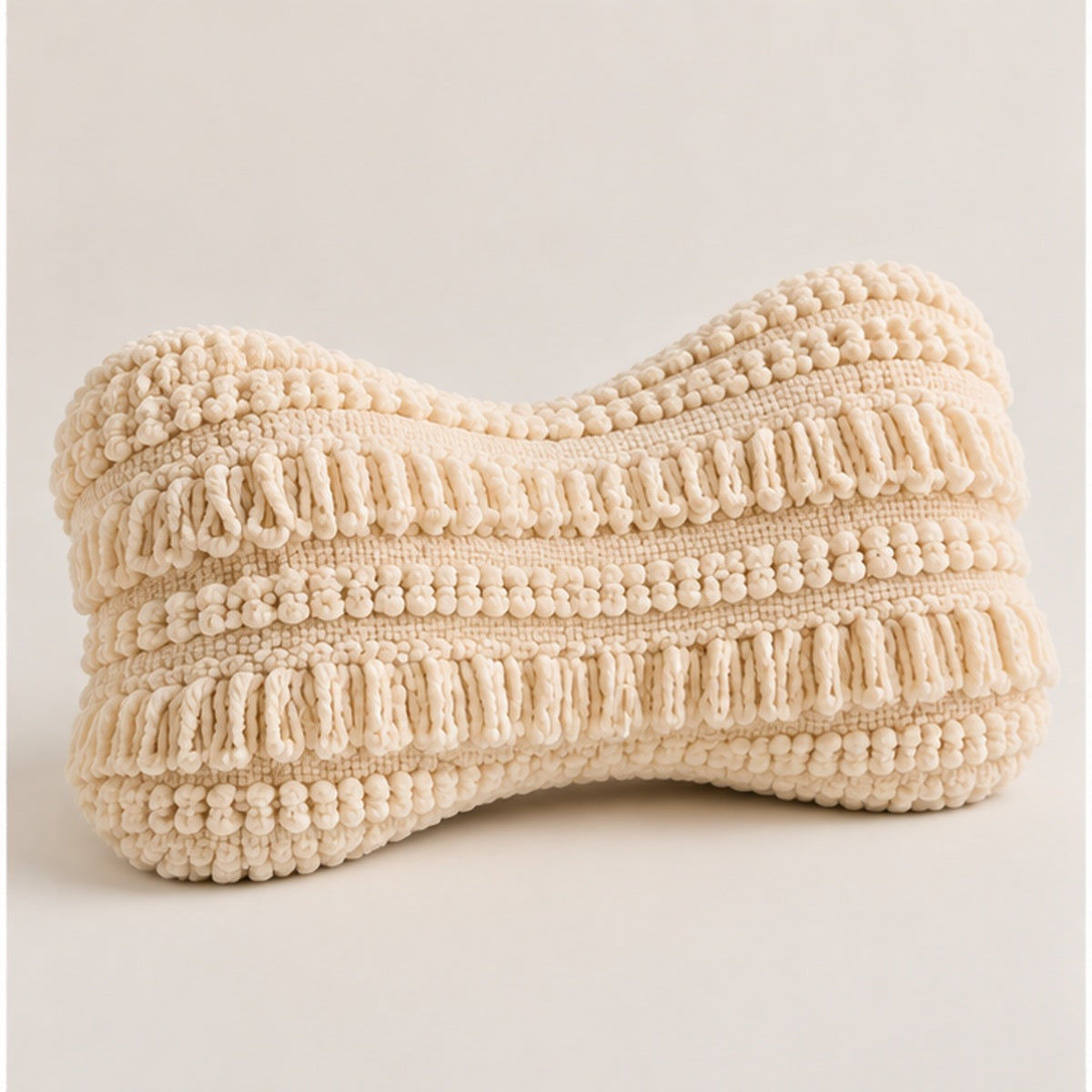 Contoured Looped Wool Neck Support Pillow – Natural Cream
